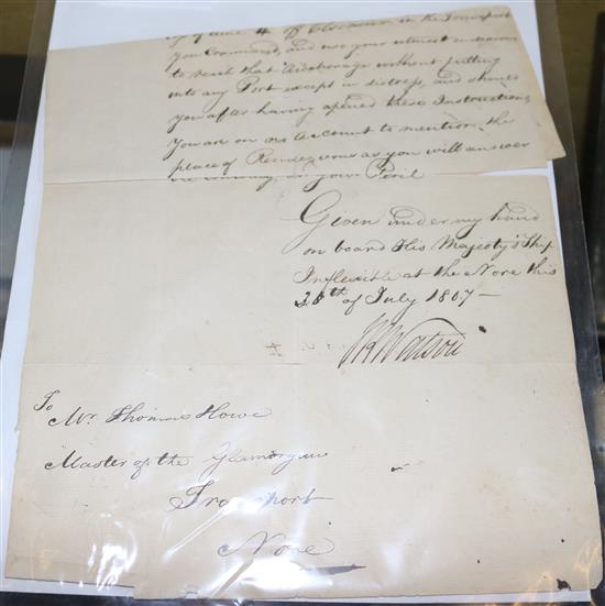 Watson, Joshua Rowley, Autograph letter, 28th July 1809 to Thomas Howe & 2 photos Kruger Stephanus Johannes Paules(-)